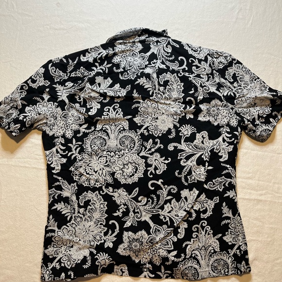Pendleton Black and White Button Down Blouse with Vintage Pattern - Picture 4 of 6